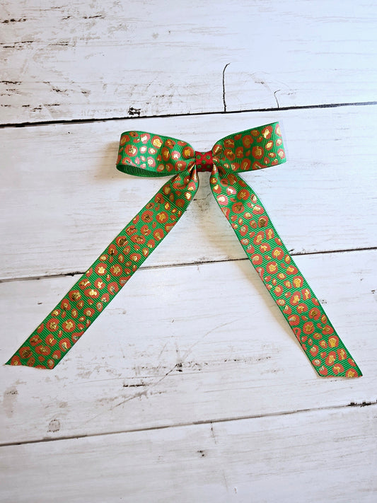 Christmas Leapard Prissy Bow