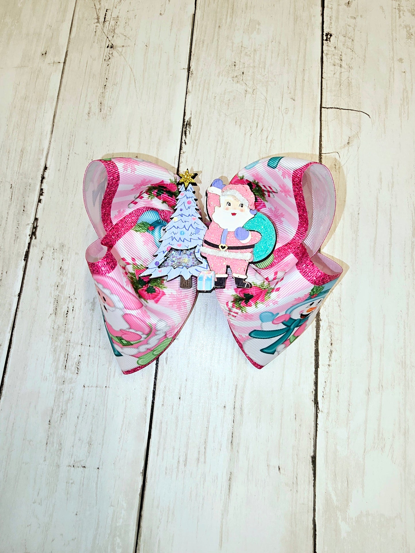 XL Pink Santa Bow