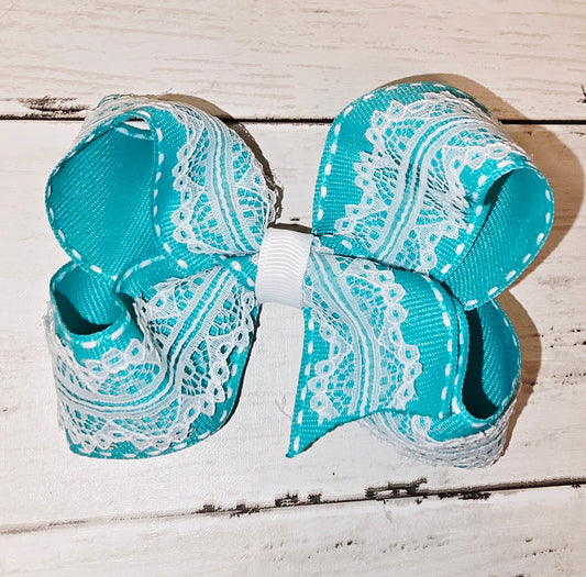 Turquoise Lace Bow