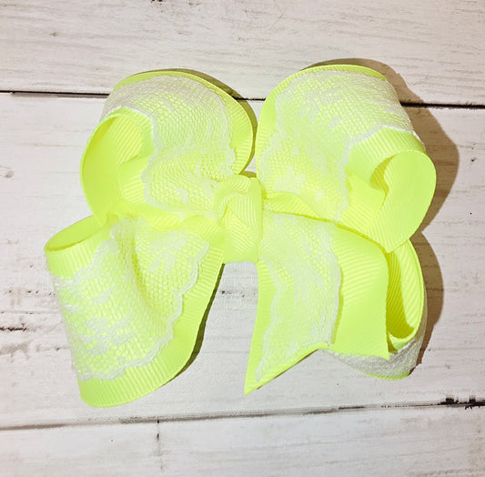 Neon Yellow Lace Bow